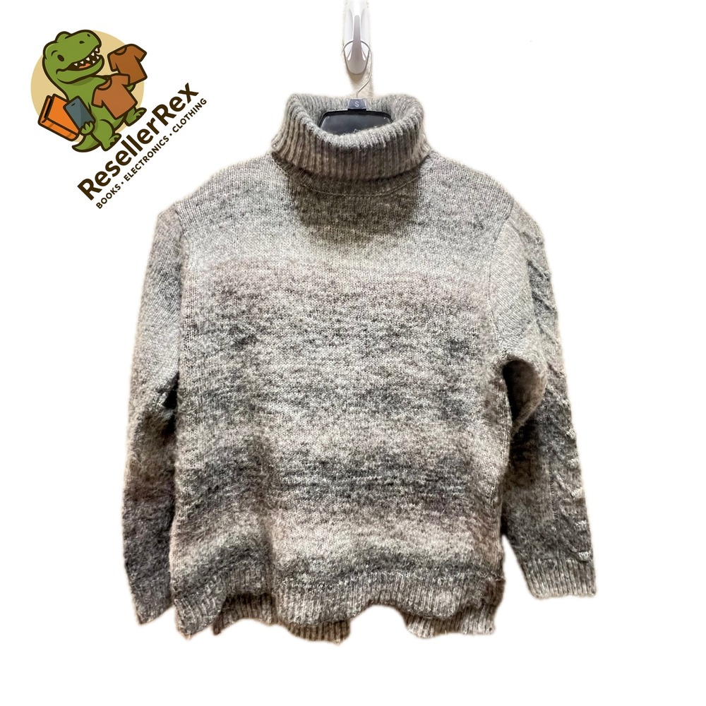 Womens Simply‎ Vera Gray Striped Turtleneck Sweater Large